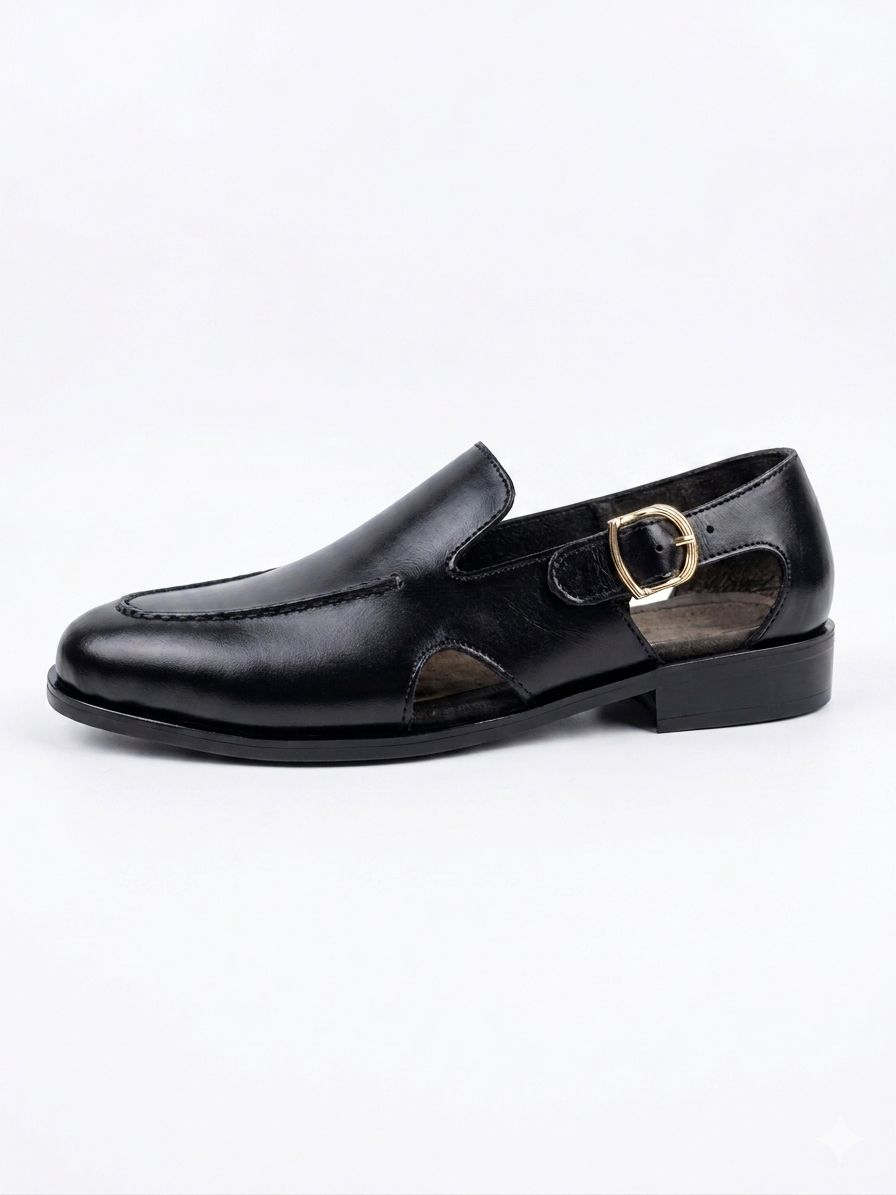Midnight Cutout Buckle Sandals