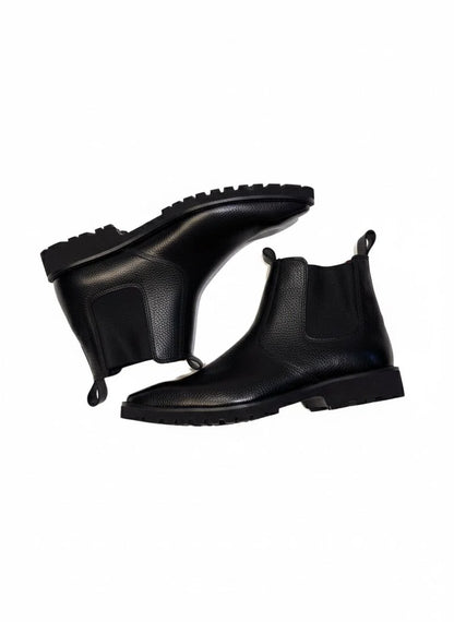 Black Leather Mac Chelsea Boots (Lug Sole)