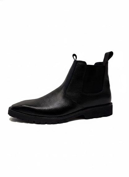 Black Leather Mac Chelsea Boots (Lug Sole)