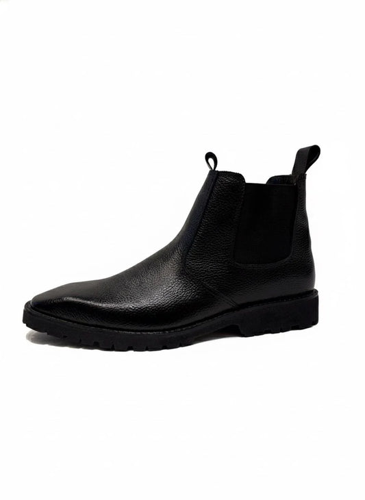 Black Leather Mac Chelsea Boots (Lug Sole)
