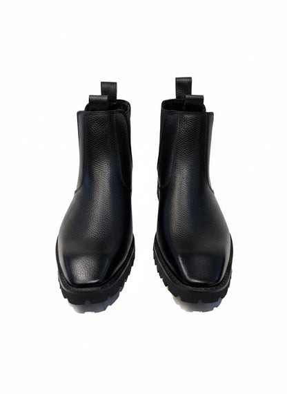 Black Leather Mac Chelsea Boots (Lug Sole)