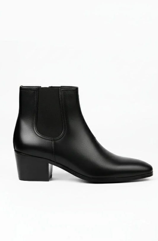 Black Heeled Chelsea Boots (Side-Zip Ankle Boots)