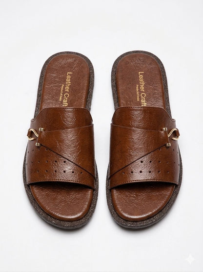 Brown Leather Buckle Chappal