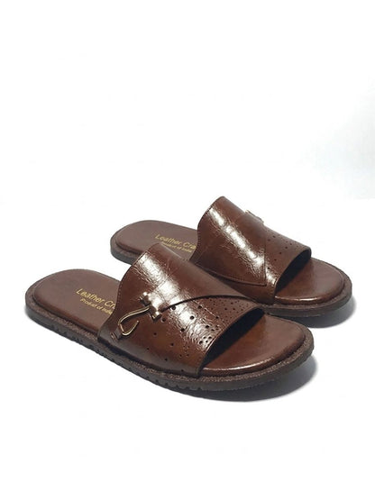 Brown Leather Buckle Chappal