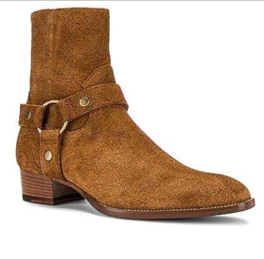 Vintage Suede Harness Boots