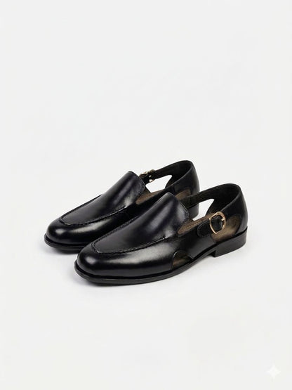 Midnight Cutout Buckle Sandals