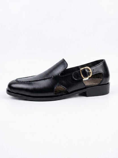 Midnight Cutout Buckle Sandals