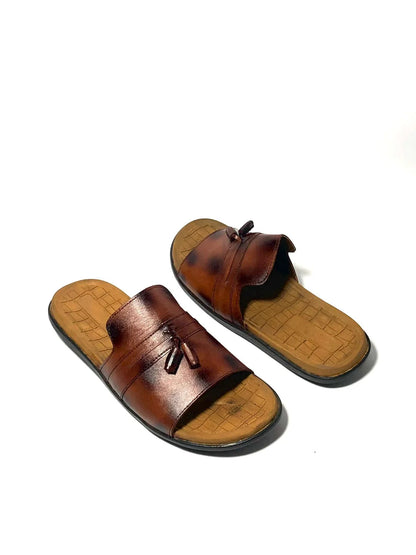Brown Leather Tassel Chappal