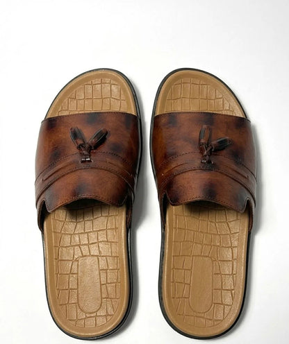 Brown Leather Tassel Chappal