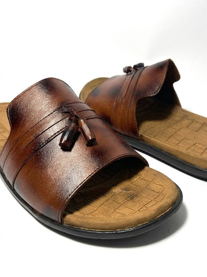 Brown Leather Tassel Chappal